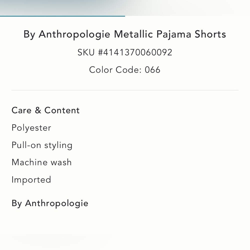 NWT Anthropologie Metallic Pajama Shorts - Picture 5 of 5